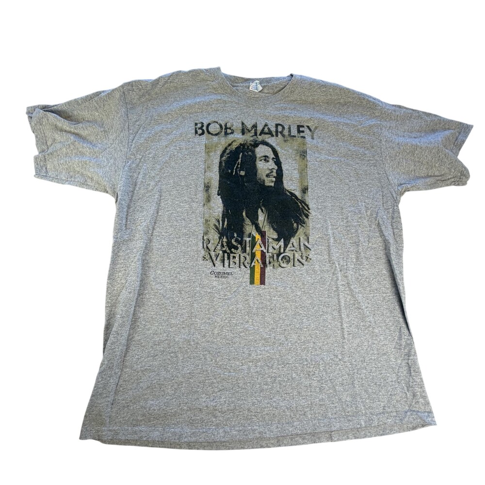 Bob Marley Shirt Mens 2XL Gray Rastaman Vibration Yazbek Reggae Graphic Tee